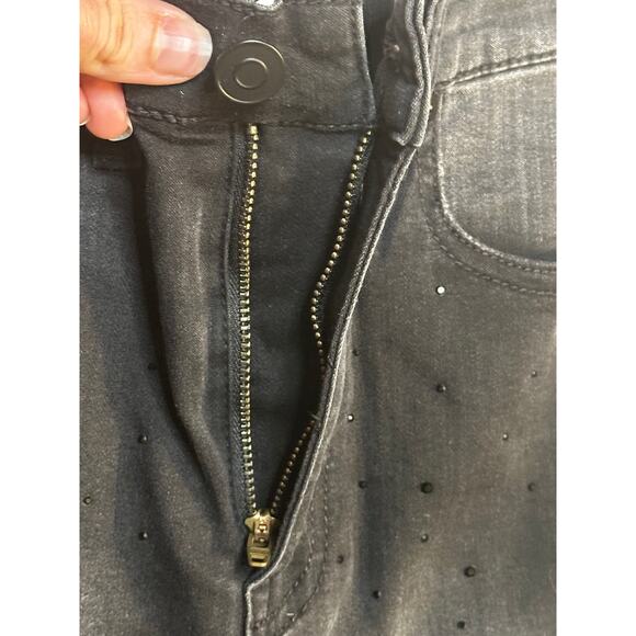 ✨ NOBO Juniors High Rise Skinny Jeans | Black Rhinestone Studded Sz 7 - Picture 4 of 7